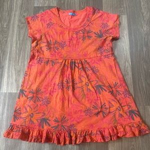Fresh Produce Salmon Pink Floral Print 100% Cotton Summer Dress Size 3X